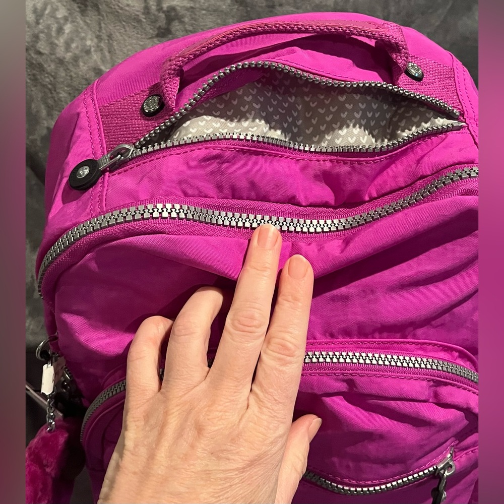Kipling Pink Seoul Large Backpack new with tags Laptop sleeve - Picture 4 of 8